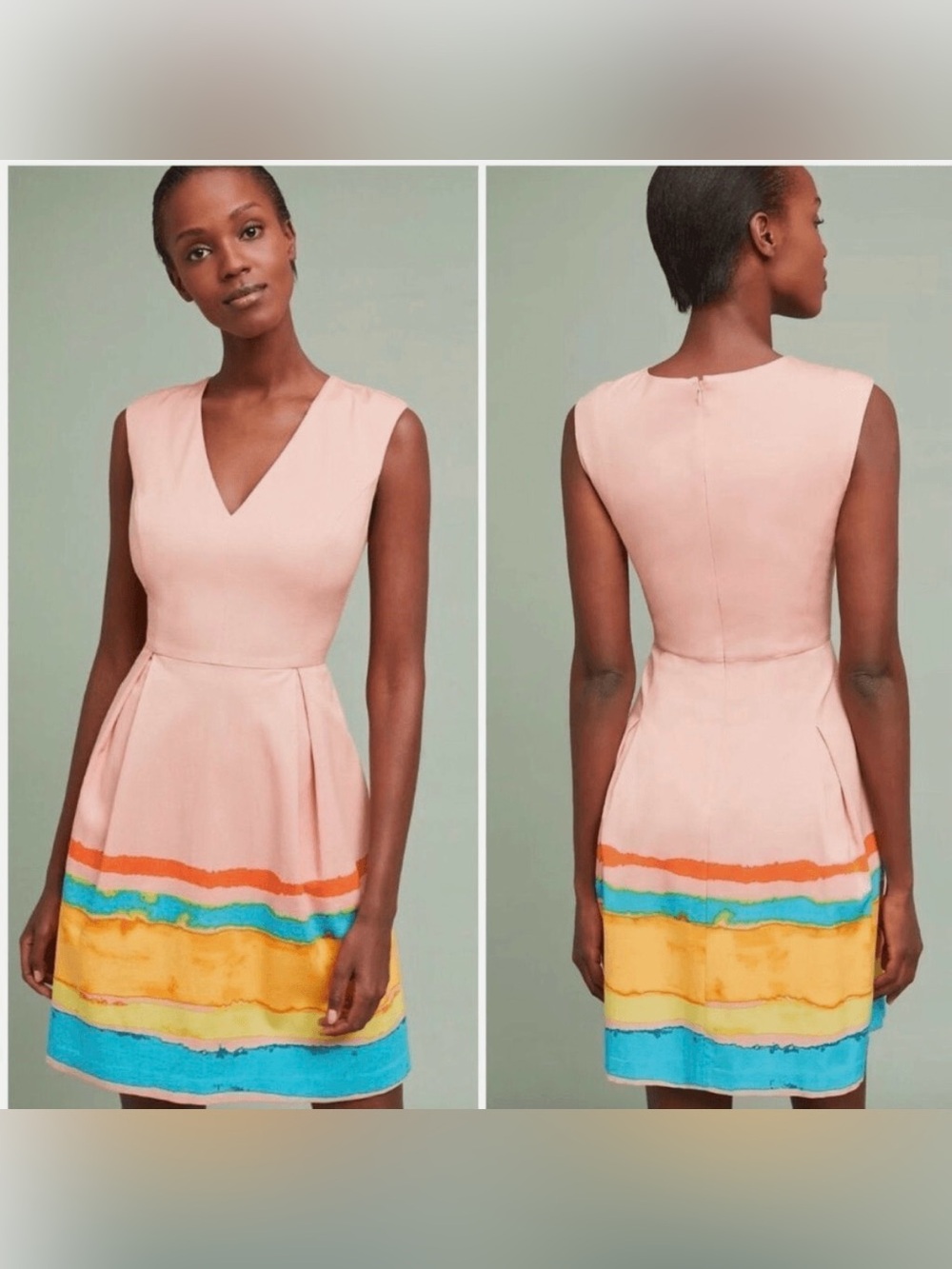 Tracy Reese Painterly Sleeveless V-Neck Dress Size 0P